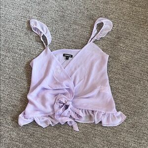 NWT Express Ruffle Wrap Cami Tank Top Women’s Small Lavender Purple Camisole